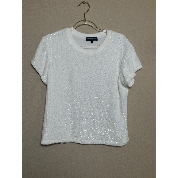 Generation Love New York Kai Sequin Top White Short Sleeve - Picture 1 of 6